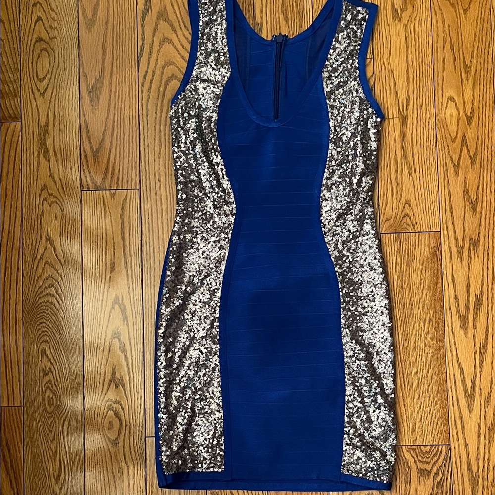 WOW Couture Blue and Silver Sequin Mini Dress